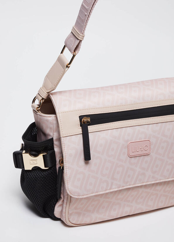 Borsa a tracolla in nylon con logo