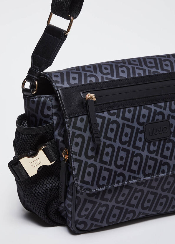 Borsa a tracolla in nylon con logo