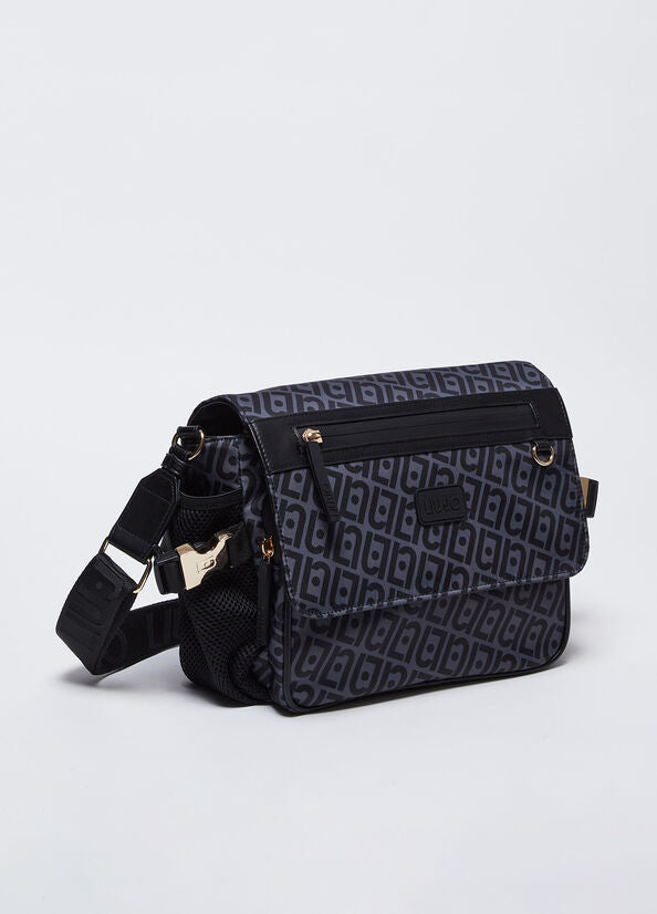 Borsa a tracolla in nylon con logo
