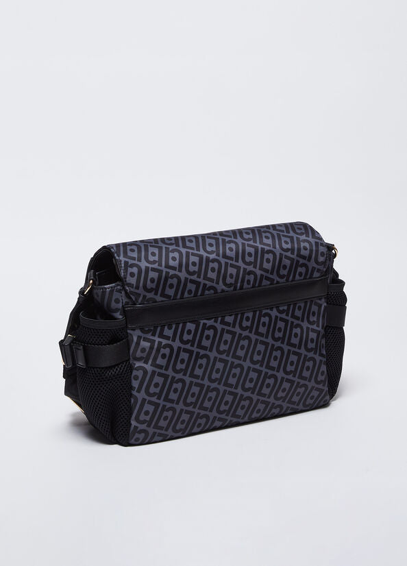 Borsa a tracolla in nylon con logo