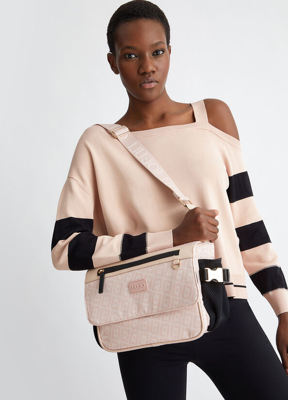 Borsa a tracolla in nylon con logo