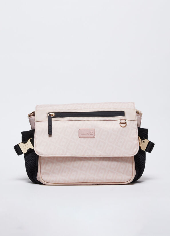 Borsa a tracolla in nylon con logo