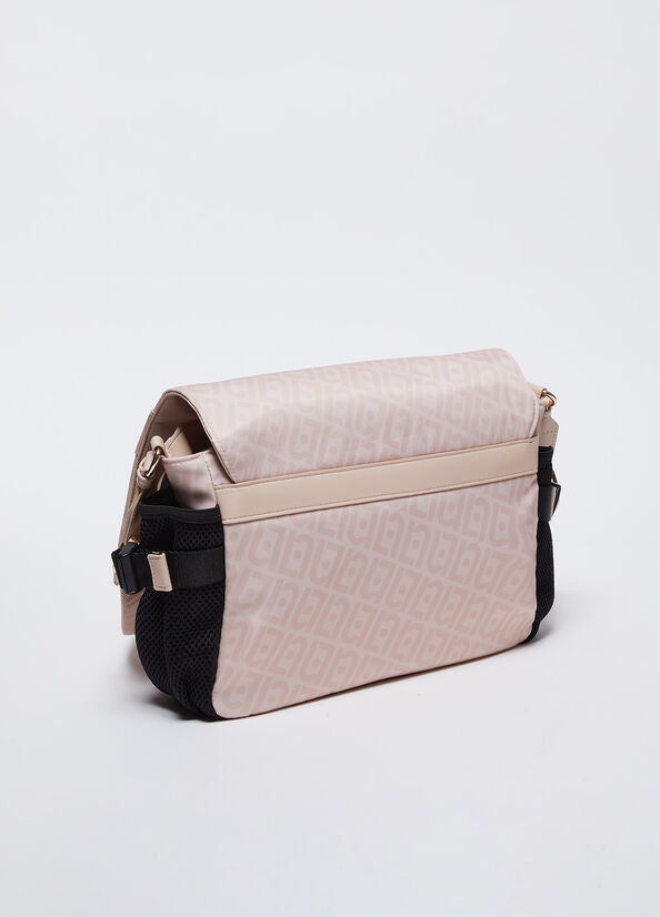 Borsa a tracolla in nylon con logo